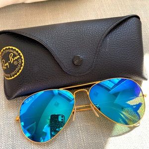 used ray bans- polarized blue flash lenses